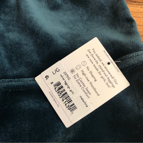 Spanx girls velvet leggings size girls large 10-12 green blue grey malachite - Picture 4 of 9